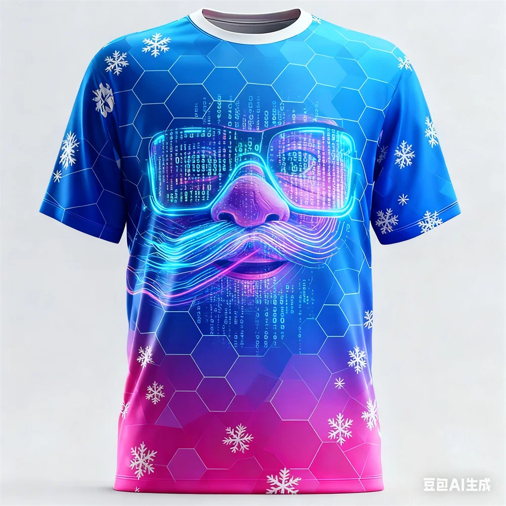 عيد الميلاد تي شيرت رجالي فاسق سانتا كلوز نمط طباعة الرجال المرأة تي شيرت تنفس الجولة الرقبة الجرافيك تي شيرت ملابس الحفلات