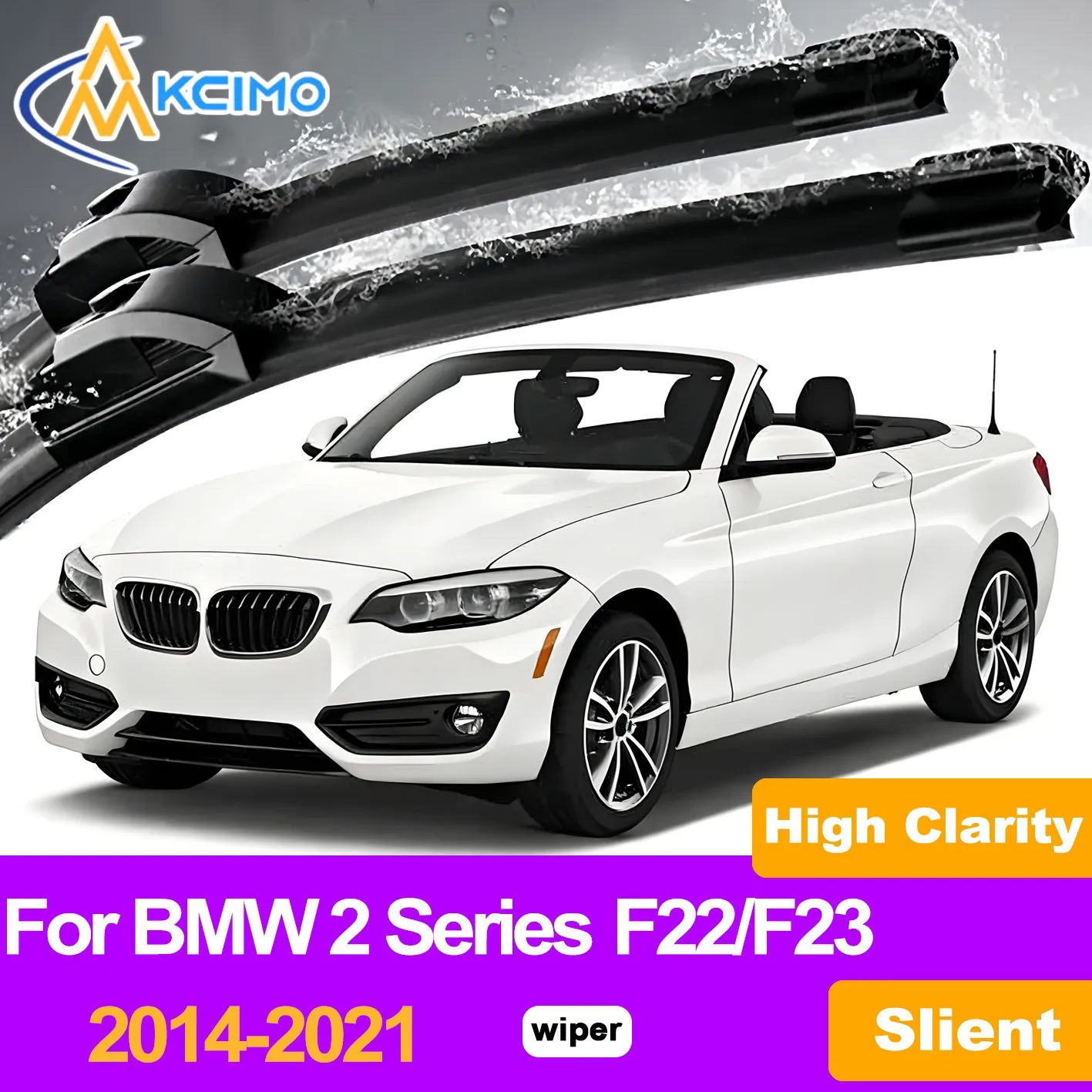 

Kcimo 2PCS Front Windshield Wiper Blades For BMW 2 Series F22/F23 2014-2021, Direct Fit Replacement Easy Clip-On Installation