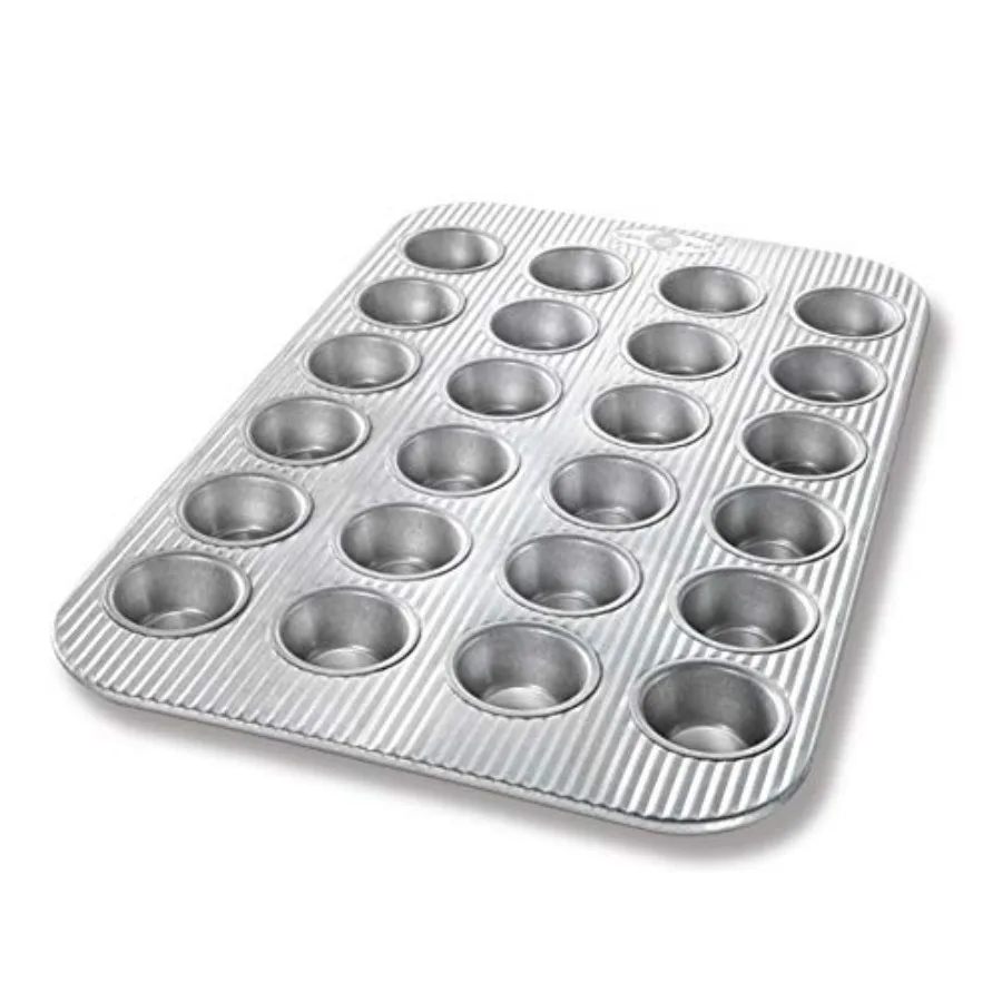 

Mini Cupcake and Muffin Pan 24-Well Aluminized Steel Nonstick Quick Release Coating Baking Tool for Small Desserts in Silver