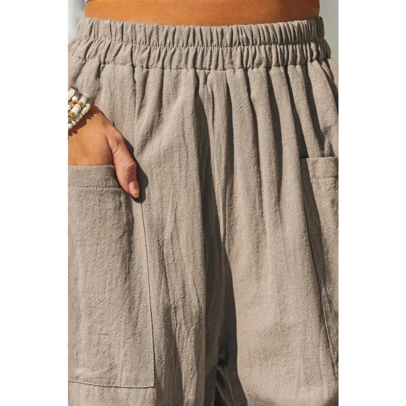 عادية المرأة سراويلي حريمي الصيف الإناث القطن الكتان فضفاض واسعة الساق السراويل الطويلة Homewear سراويل تقليدية النمط الكوري