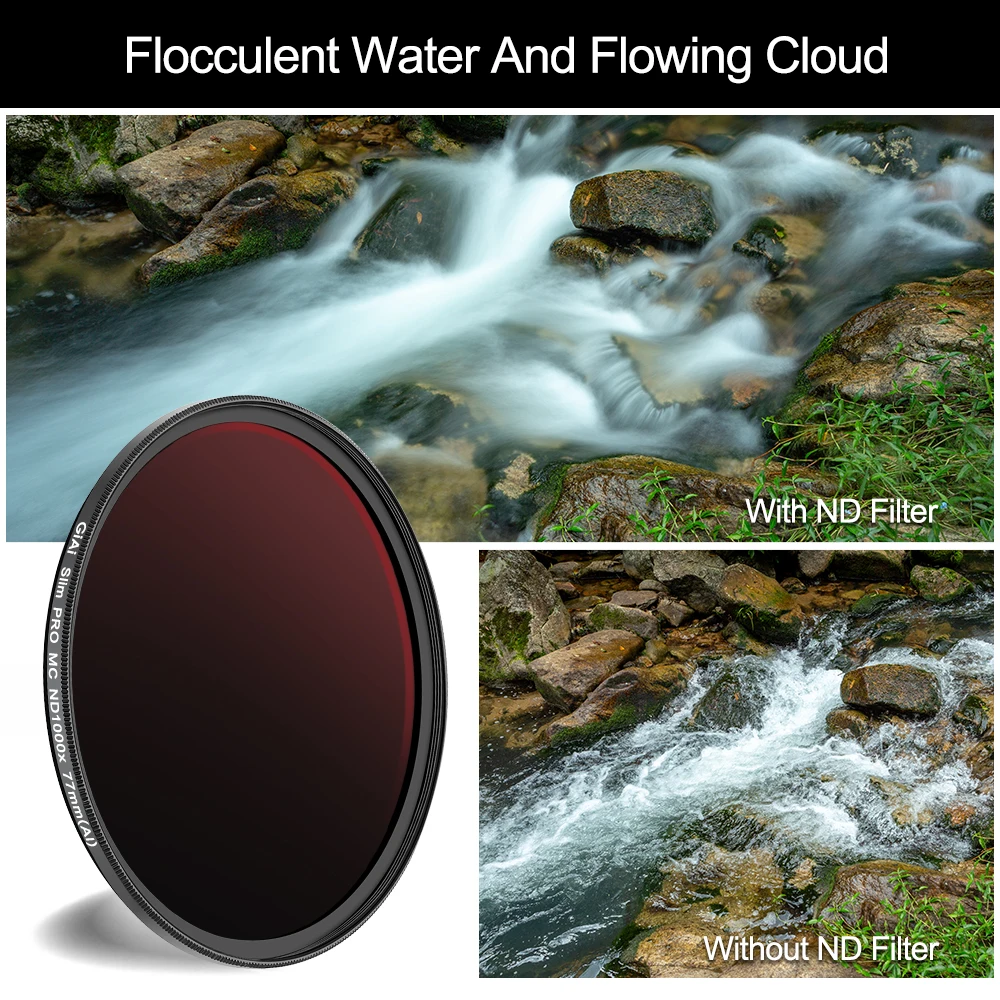 Filtro GIAI ND ND8 16 64 1000 Fader delgado densidad neutra para lente de cámara DSLR envío gratis