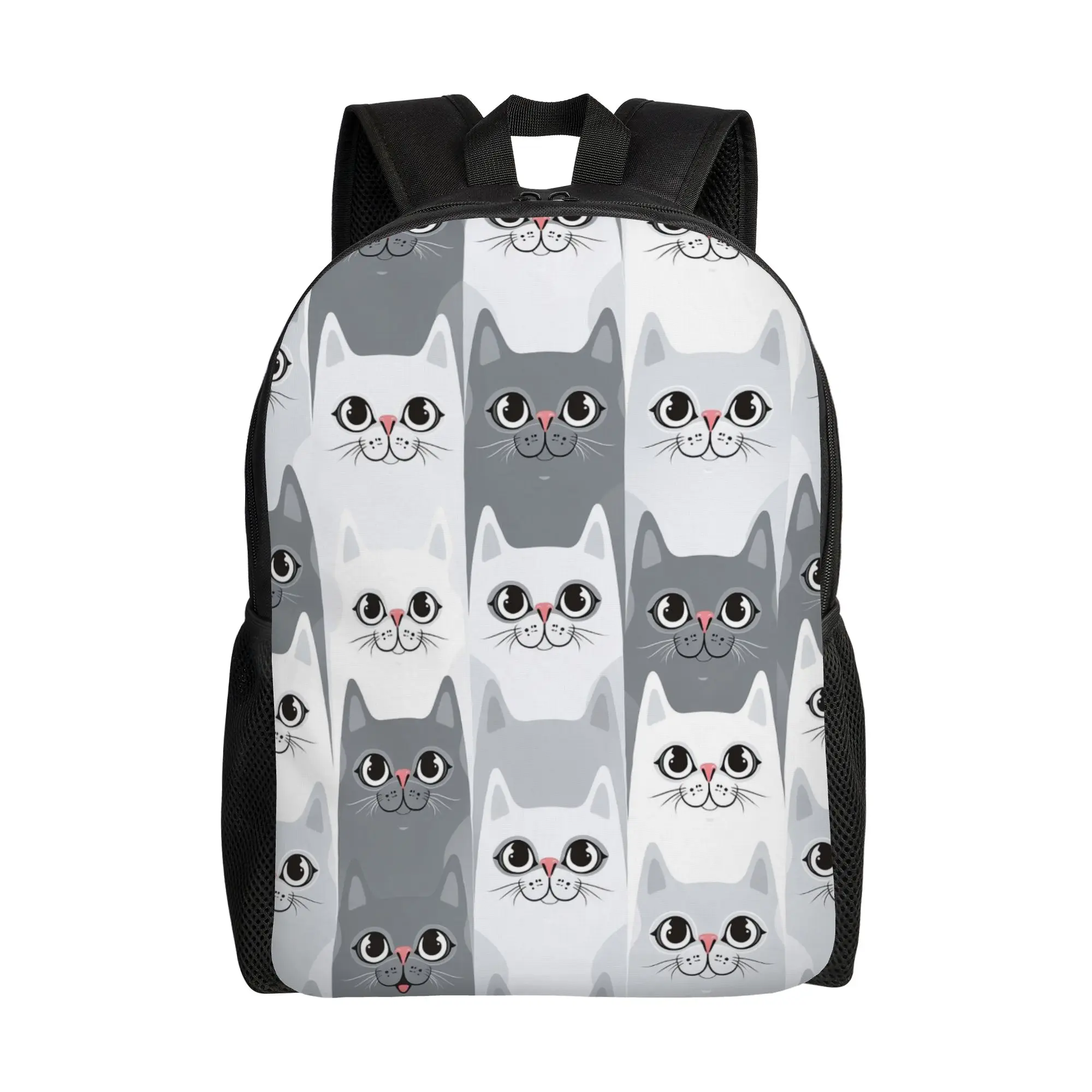 Black Cat Funny Cat Backpack  Female Polyester University Backpacks Big Streetwear School Bags Rucksack