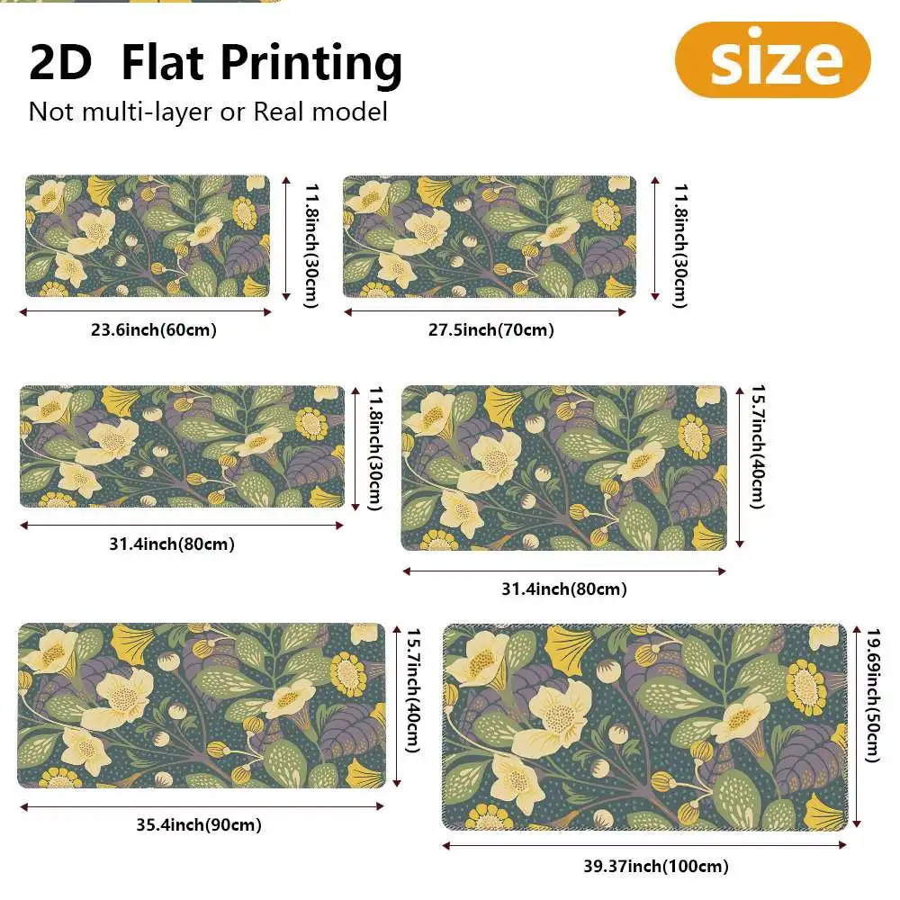 Vintage Floral Desk Mat Extra Large Non-Slip Rubber Gaming Mouse Pad Durable Desktop Protector for Home Office