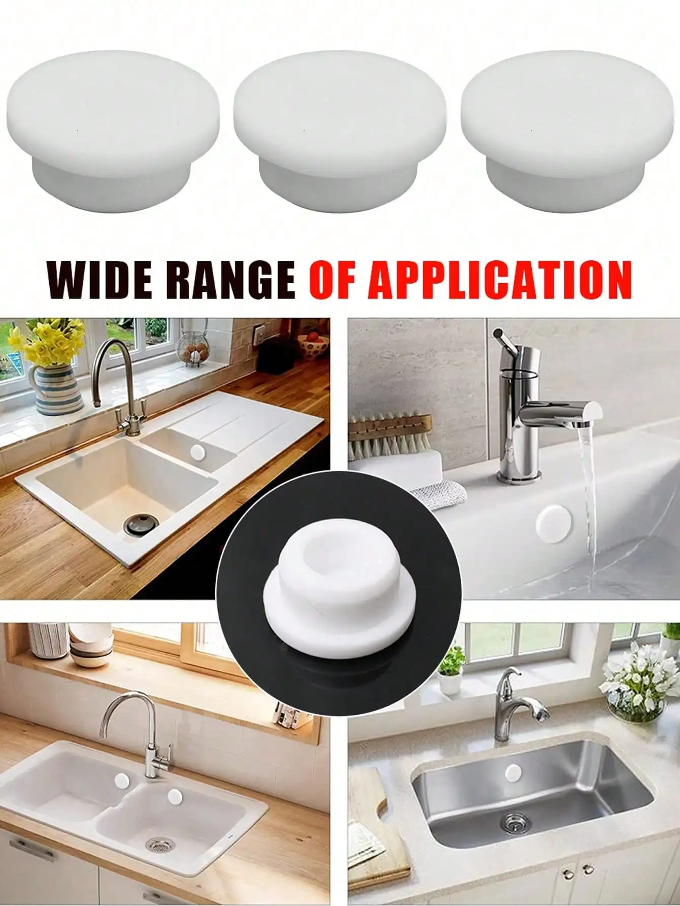 

10pcs White Silicone Seal Ring For Wash Basin Overflow Hole (Suitable For Aperture Of 22-24mm)