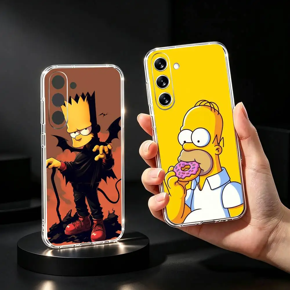 Hot S-Simpsons Funny Cartoon Transparent Phone Case For Samsung Galaxy A73,A72,A71,A70,A53,A52,A51Soft Cover