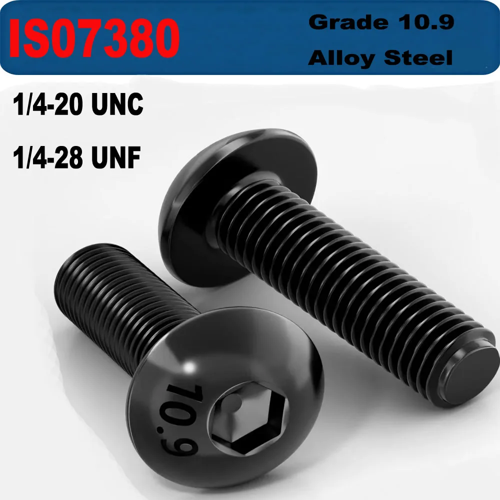 Mushroom Allen Key Bolts 1/4 UNC UNF ISO7380 Grade 10.9 Alloy Steel Hex Socket Round Button Head Screws