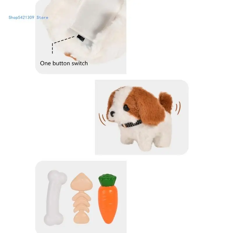 Electric Barking Dog Simulation Pet Raise Toy Walking Animal with Carriers Plush Dog Interactive Toy Baby Crawling Toy