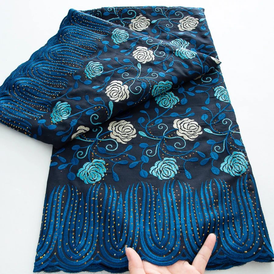 

Original Dry Cotton Lace Fabric 2025 High Quality Gold Crystals African Swiss Lace Fabric Nigerian Dress for Women Sew A3825