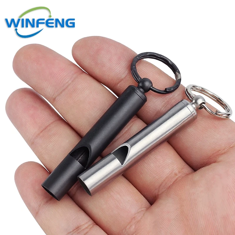 Roestvrij staal Hoge decibel overlevingsfluit Outdoor Wandelen Camping Jachtfluit Noodoverleving EDC Tool Sleutelhanger