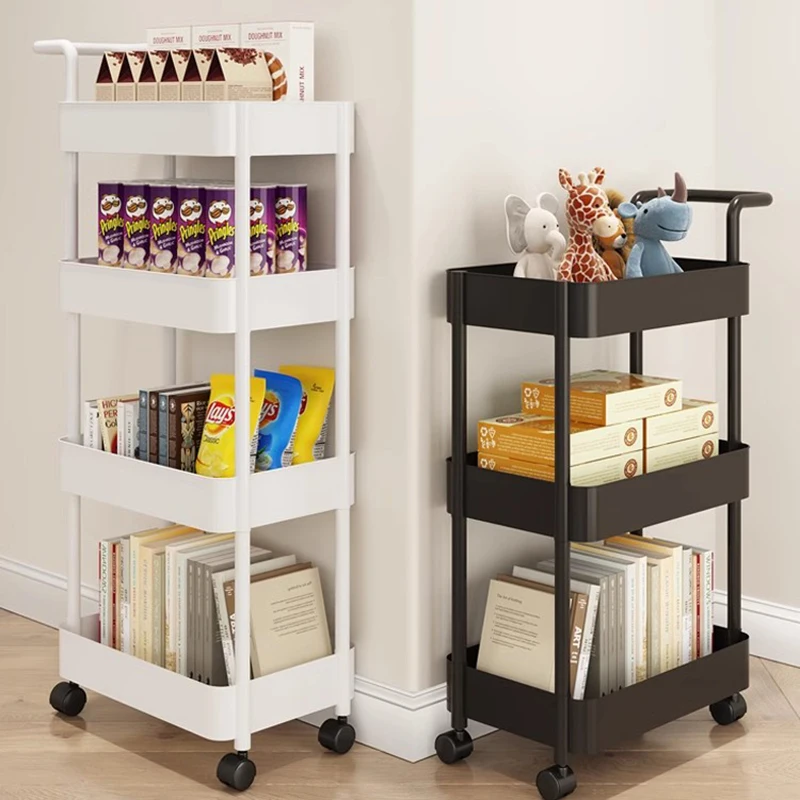 

Trolley Storage Rack With Movable Storage Multi-level Office With Crevices Snack Storage Bookshelf Wheels Salon Furniture