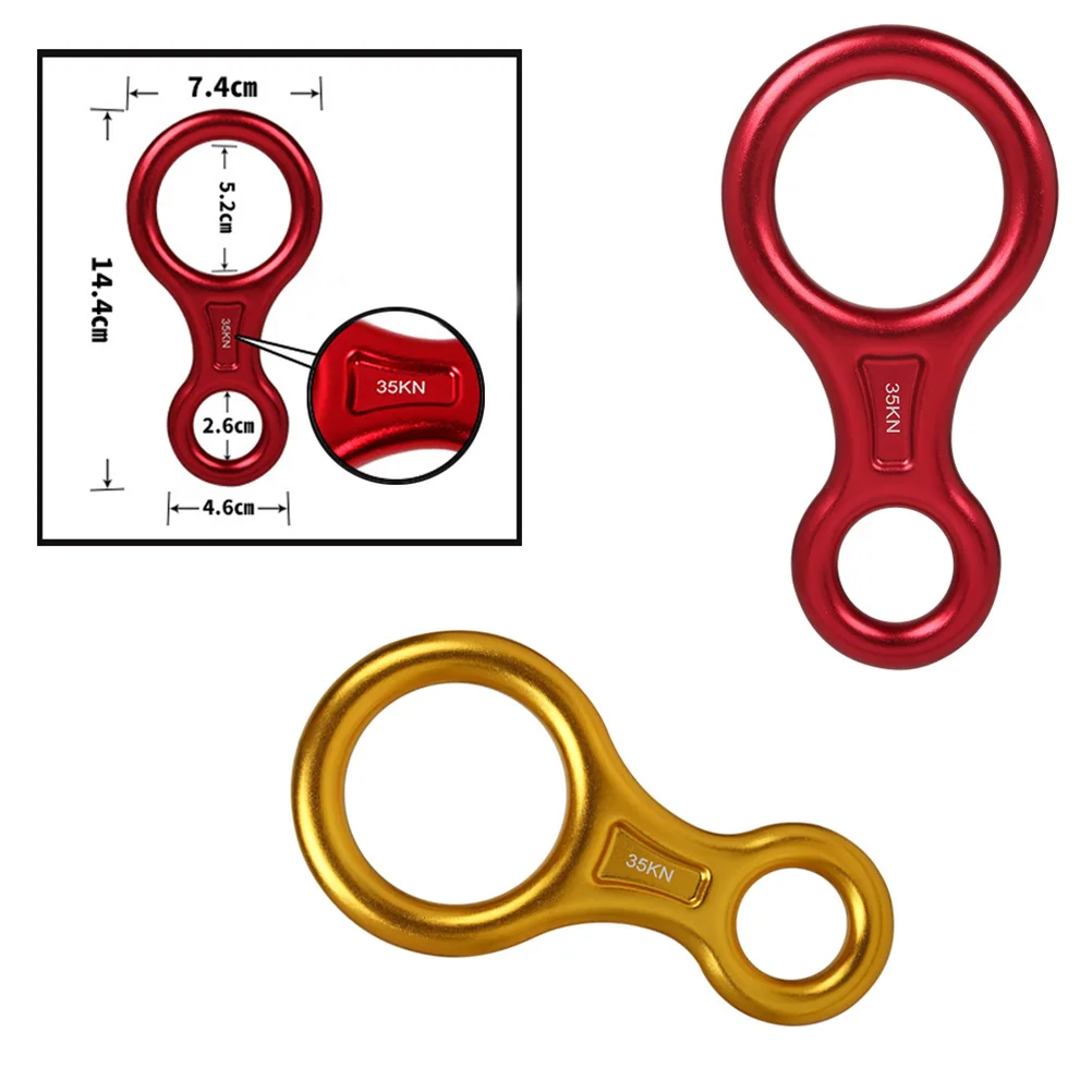 2個入り 35Kn フィギュア8型ディセンダーリング ヘビーデューティー クライミング ラペルデバイス 安全なロープ下降用 デュアルホール付き プロ仕様