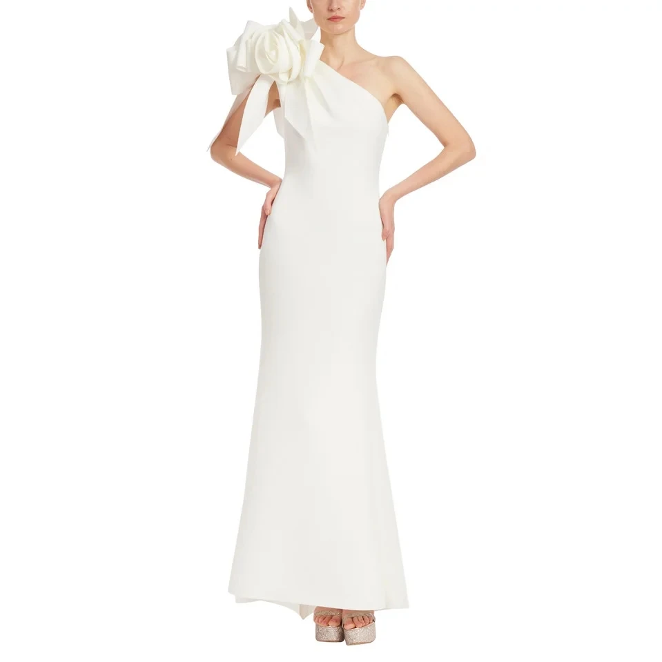 White Formal Dresses Fitted Mermaid Female Maxi Floral Dresses To Party One Shoulder Elegant Prom Gowns Personalized