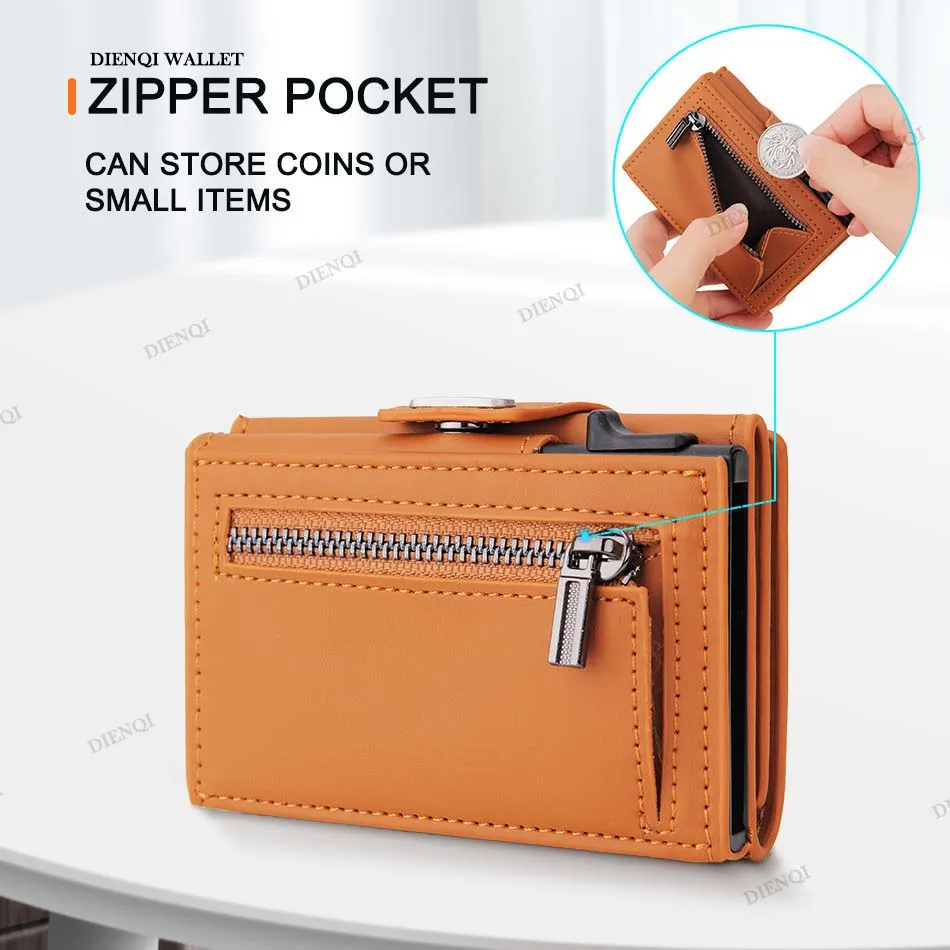 محافظ حجب RFID أوتوماتيكية منبثقة متعددة الوظائف حامل بطاقة الائتمان محفظة جلدية رفيعة للرجال محافظ حقيبة المال مع سحاب