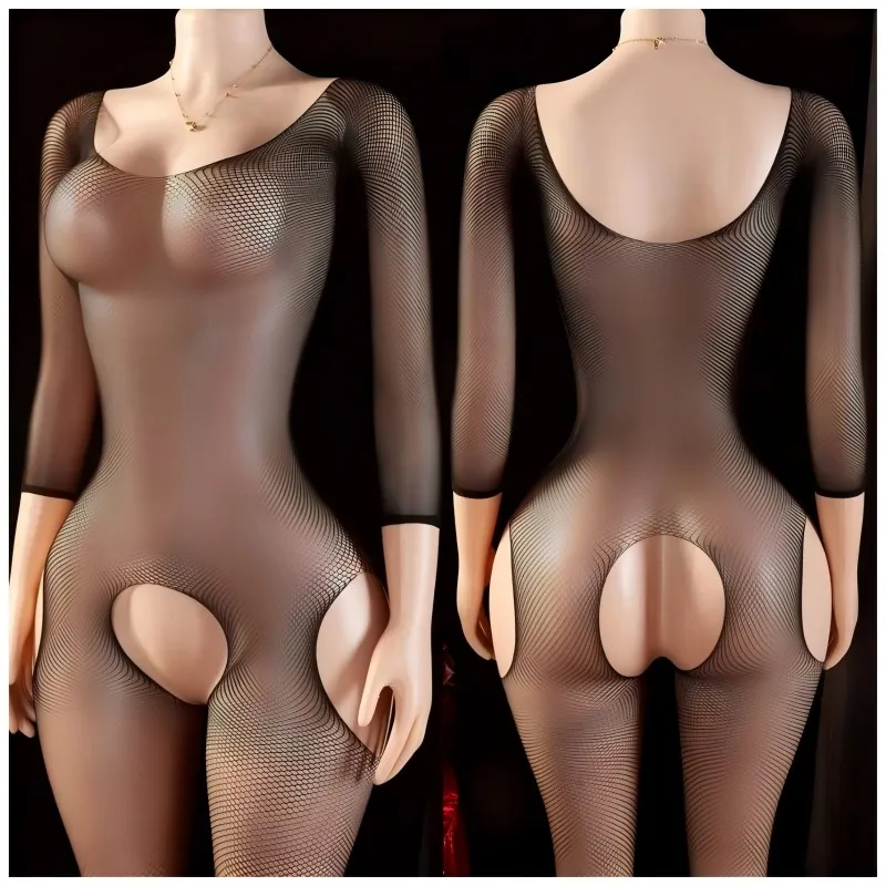 Porn Transparently Crotchless Lingerie Lace Toys For Adults Sexual Patner Sexy Woman Full Body Stocking Couples Erotic Costume image 5