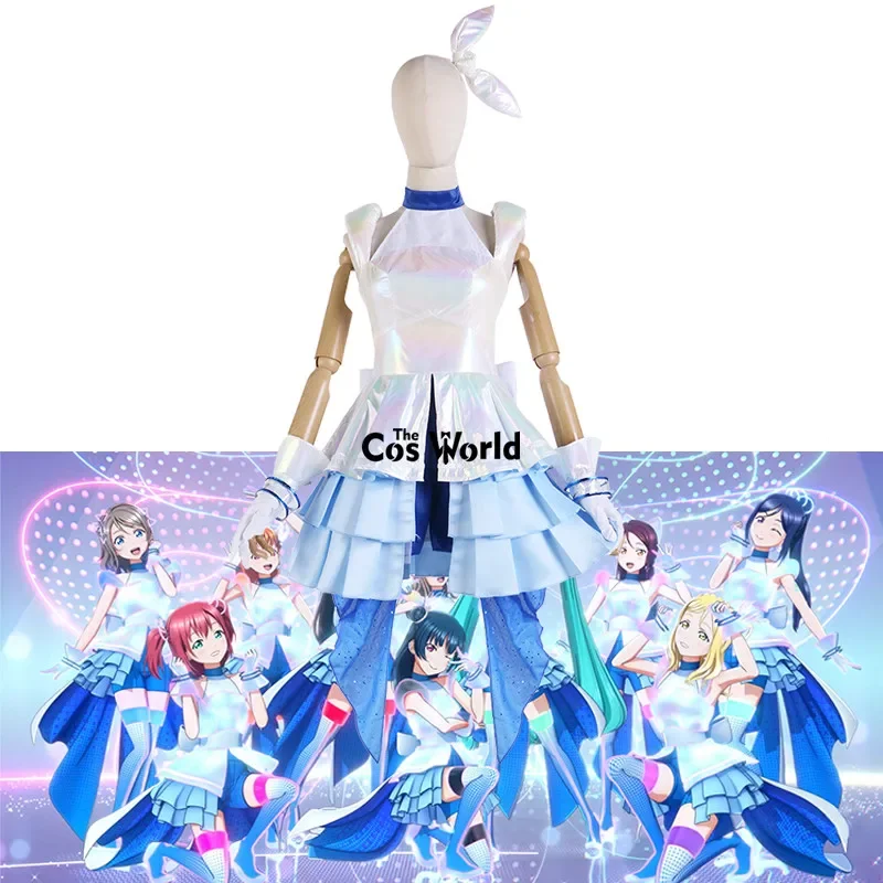 Love Live Sunshine x Miku Collaboration BANZAI Digital Trippers Takami Chika Sakurauchi Riko Outfits Anime Cosplay Costumes XC93