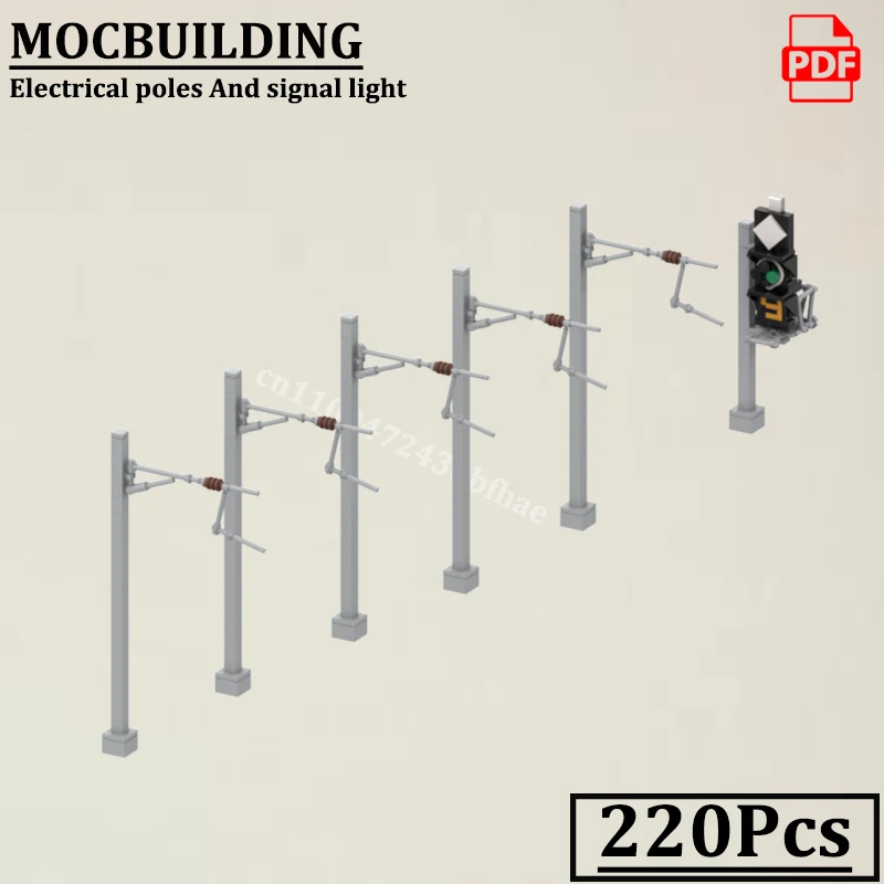 Electrical Poles And Signal Light Model City Street View Tram Accessories MOCBUILDING Utility Pole Construction Toys Gift