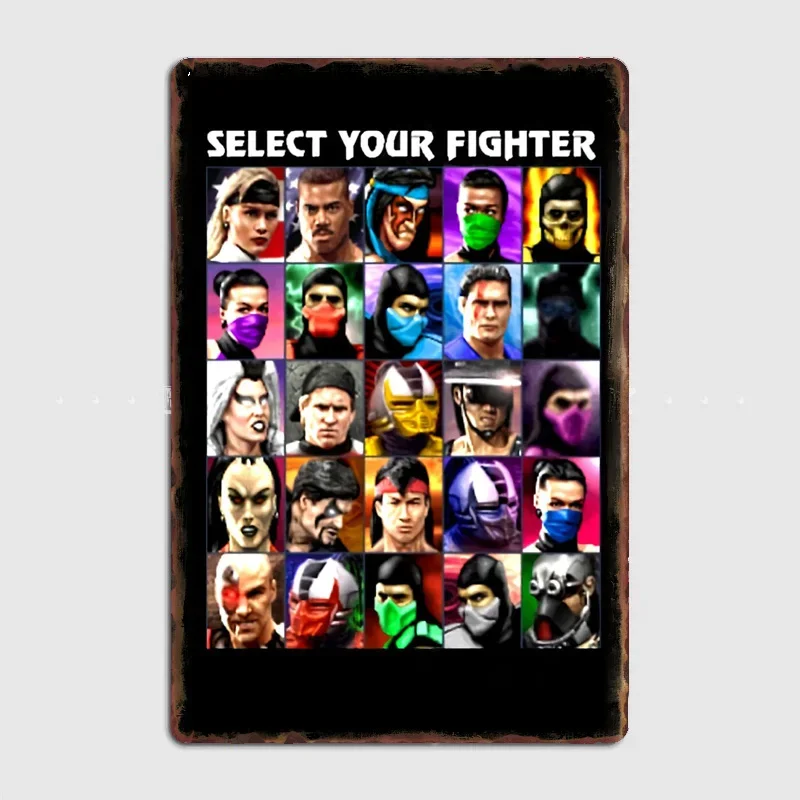 MK 9 klassic ninjas Select Your Fighter Poster Metal Plaque Tin Sign Custom Game Club Home Decor Room Decor Kitchen Wall Decor