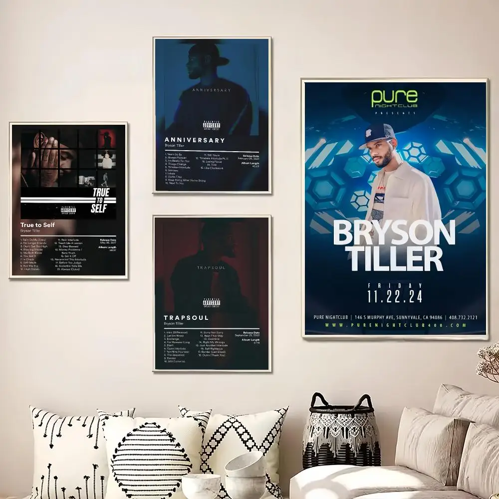 Smooth R&B Singer B-Bryson Tiller Painting Calligraphy Canvas Poster Wall Art for Living Room Bedroom Cafe Decor Gift