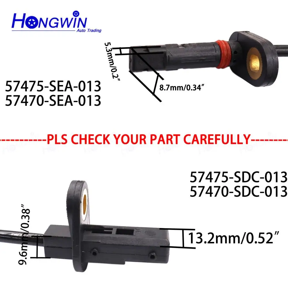 57475-SEA-013 57470-SEA-013 ABS Wheel Speed Sensor Rear Front Left/Right Fits Acura TSX Base Sedan 2.4L 2004-2008 57455SDC013