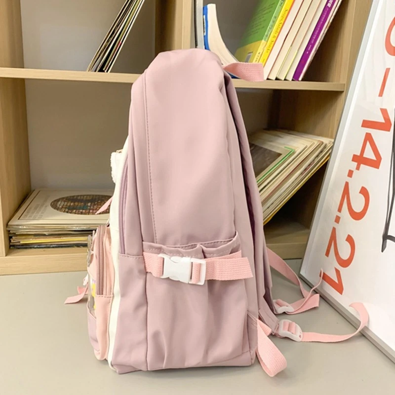 Sac à dos couleurs contrastées pour femmes et hommes, cartable grande capacité, sac à bandoulière élégant voyage décontracté, sacs de jour