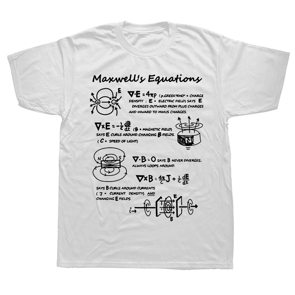 Funny Electromagnetic Physics Maxwell Equation Formula T Shirts Graphic Casual Cotton Summer Men Large Size Tshirt