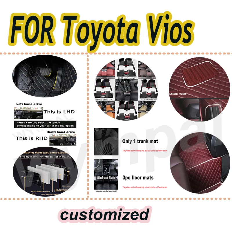 

Роскошные автомобильные коврики для Toyota Vios Yaris седан ATIV Limo XP150 2013 ~ 2022 Коврики Кожаный коврик