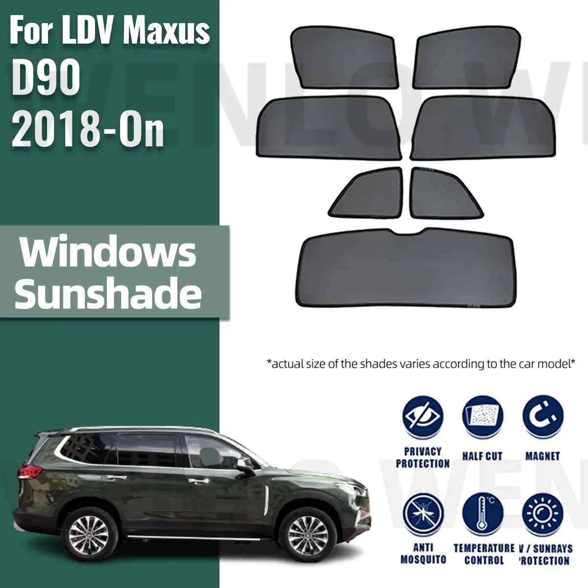 

For LDV Maxus D90 2018-2023 Car Sunshade Shield Magnetic Front Windshield Frame Curtain Rear Side Window Sun Shades Visor