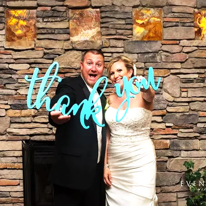 

Custom Thank You Card Sign Calligraphy Wedding Photo Props Wooden Sign