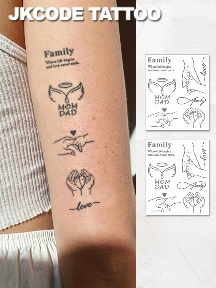 2-Piece Set Family Love Minimal Tattoo-Herbal Tattoo Stickers-