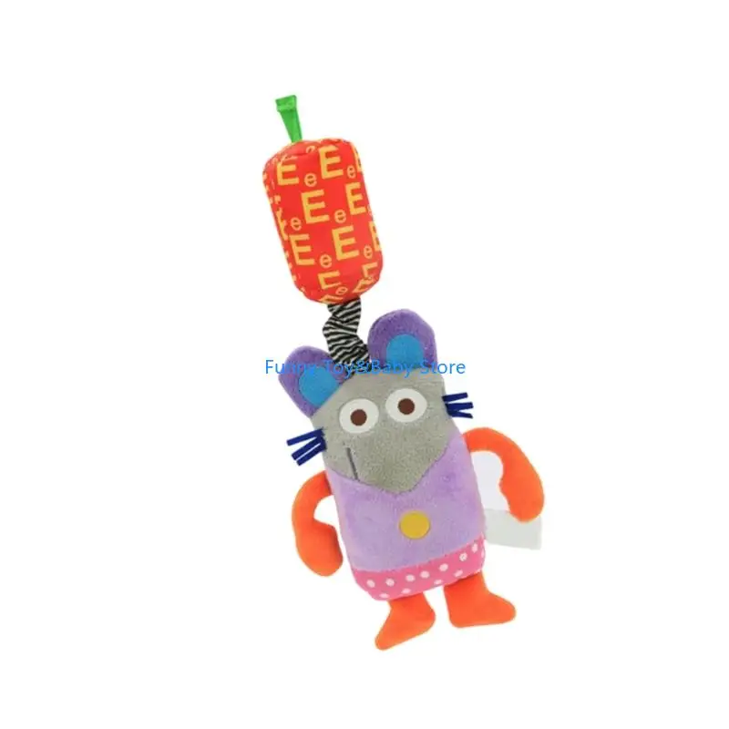 การ์ตูนสัตว์เปลเด็กแขวนของเล่นที่มีสีสันสัตว์สั่นยางกัดสำหรับการพัฒนาความรู้ความเข้าใจและกระตุ้นภาพC90B