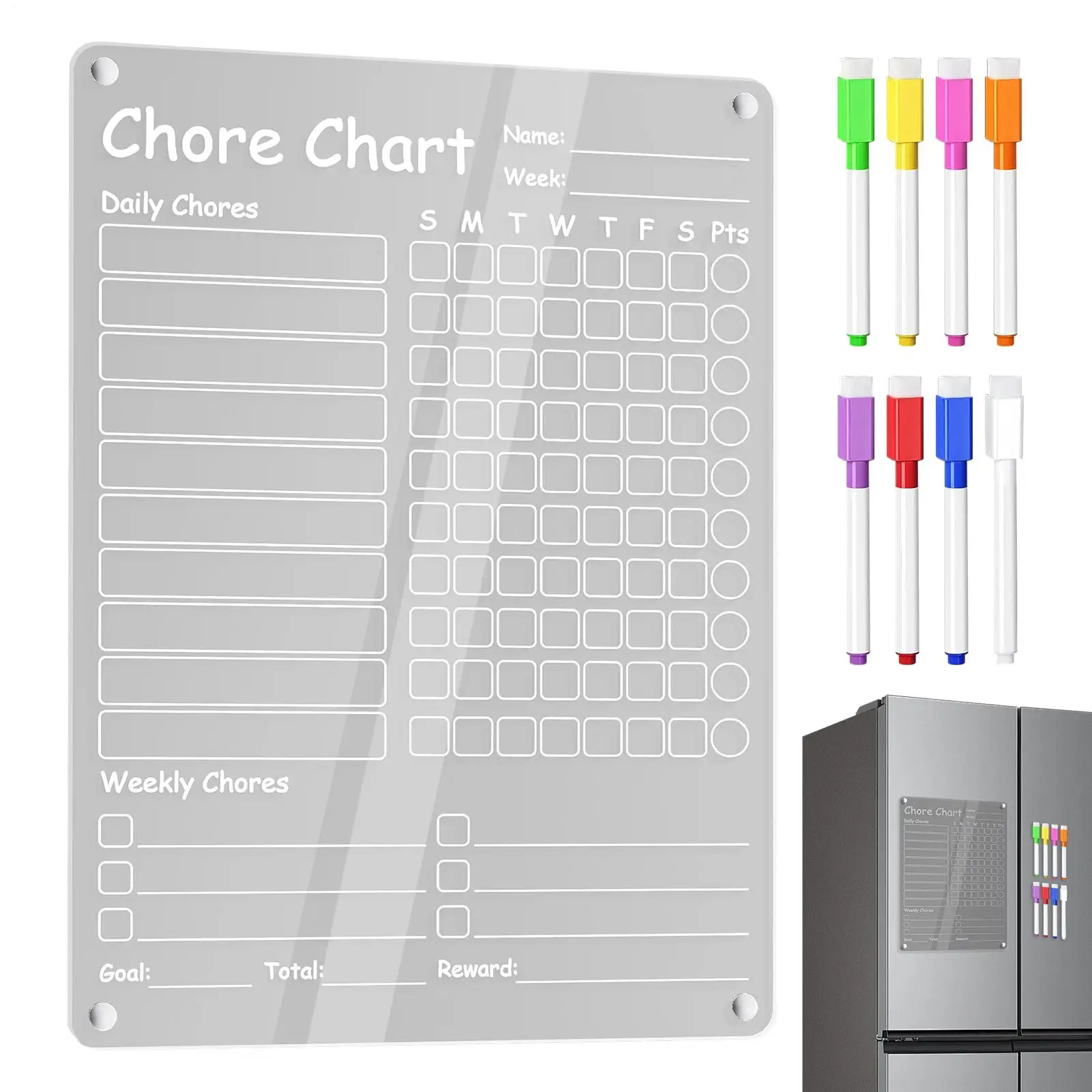 

Chore Chart Daily Weekly Reward Responsibility Chart Magnetic Erasable Planner Board For Routine Kids Teens Children Adult