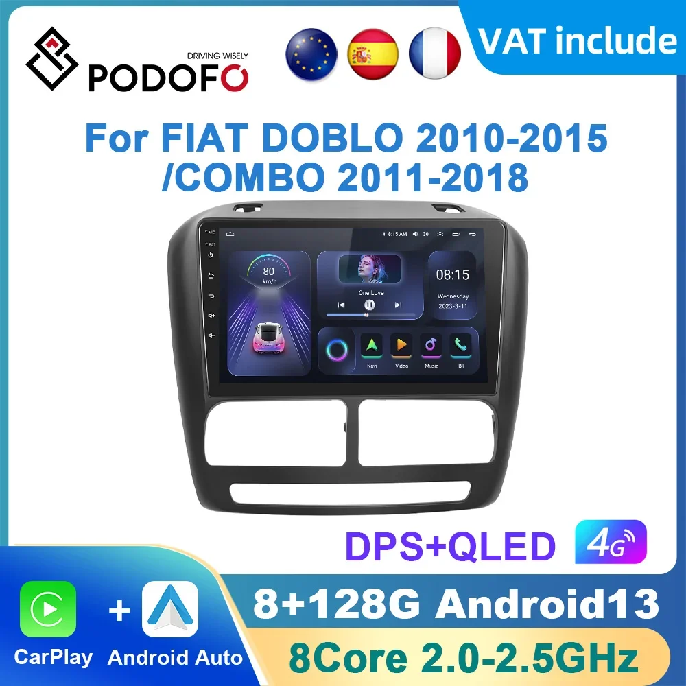 Podofo Android Carplay Car Radio For FIAT DOBLO 2010-2015 Opel Combo 2011-2018 Android Auto Multimedia Navigation GPS Autoradio