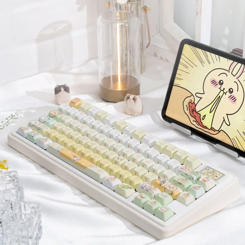 

Chiikawa Usagi MOC Keycap Set kawaii Thermal Sublimation Cartoon Design For Mechanical Keyboard Customization DIY