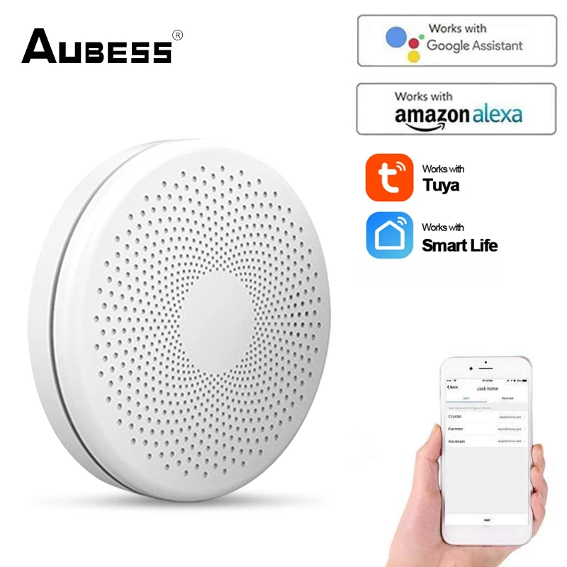 Tuya Smart WiFi Fire Detector Smoke Alarm Sensor Smoke & Carbon Monoxide Composite Home Remote Alarm Without Battery