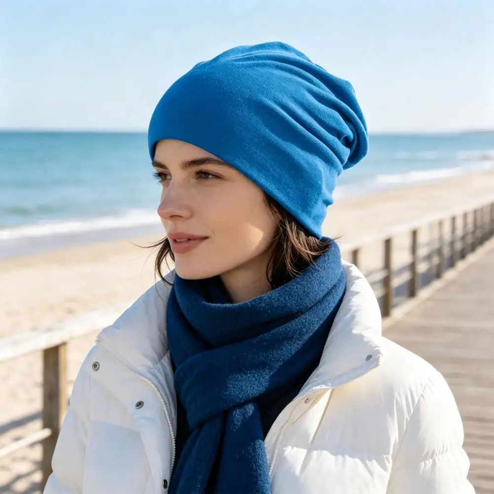 Slouchy Hip-Hop Hat, Solid Color Soft Chemo Headwear, Breathable Lightweight Cancer Cap for Women Men Daily Wear