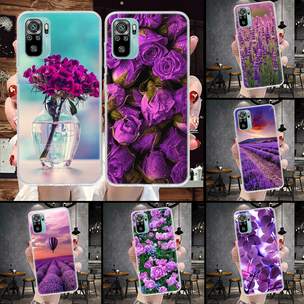 Purple Lavender Flowers Soft Phone Case For Xiaomi Redmi 9A 9C 9T 10A 10C 12 12C 10 9 10X 8A 8 7A 7 6A 6 Pro K40 K20 K30 Cover