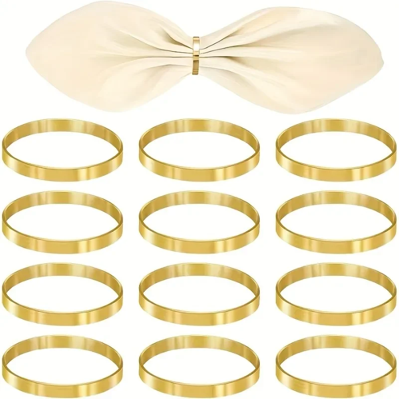 50/100pcs Metal Napkin Ring Holders Bulk Round Golden Napkins Holder Western Restaurant Wedding Tablecloth Napkin Circle Buckle