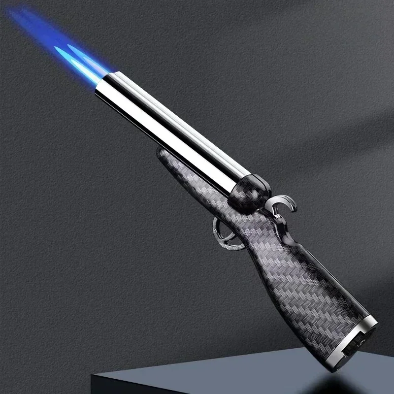 Various Gun Shape Cigarette Lighter，mini Portable Torch Lighter Refillable Butane Gas Open Flame Lighter Smoking Accessories