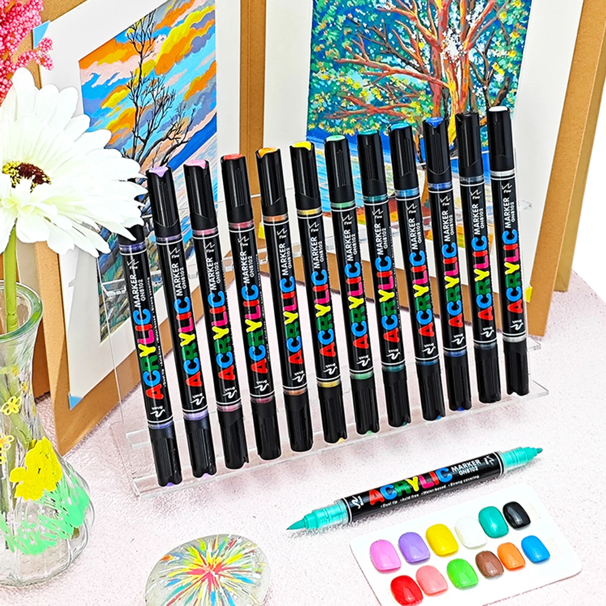 

36 colors artist acrylic marker, soft and hard double-ended design, DIY painting, graffiti, marking, fashion school supplies