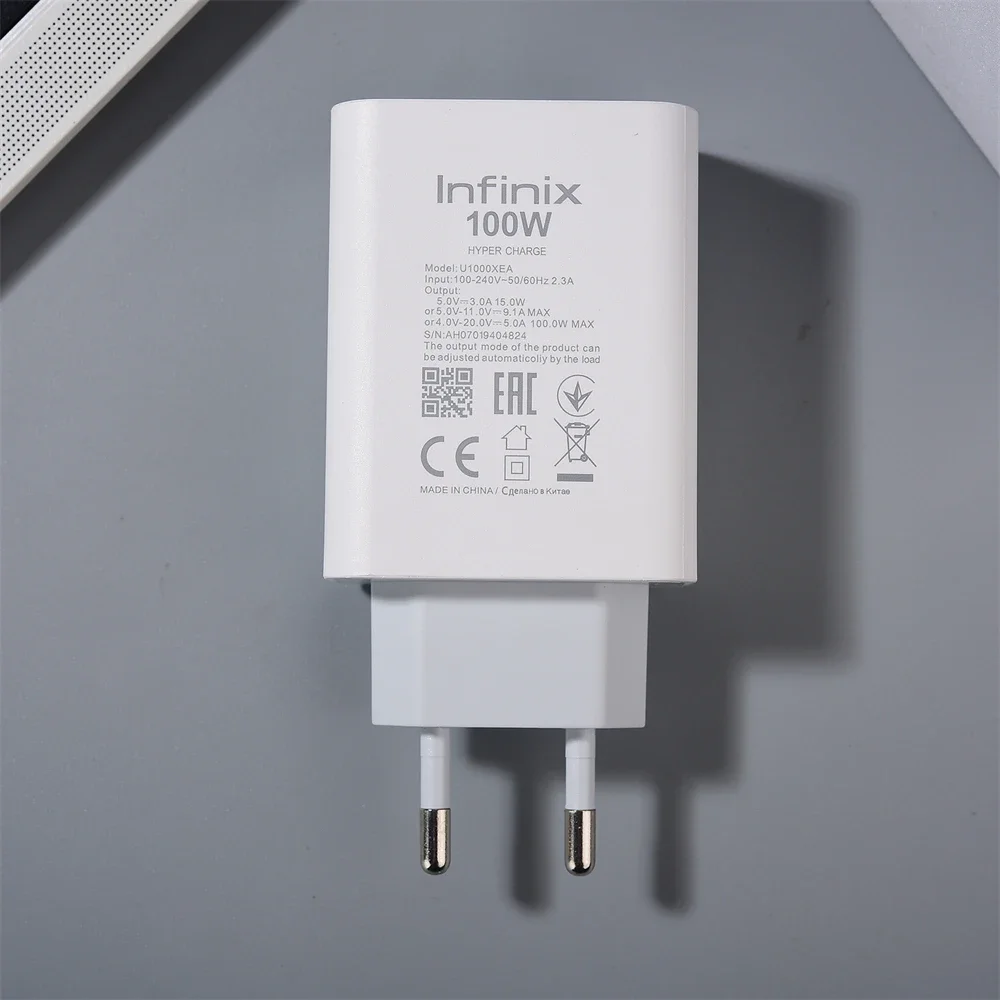 Infinix Note 50 40 30 Pro 100W Charger EU Fast Charging Power Adapter Type C Cable For GT 20 10 Pro Hot 30 40 Pro Zero 40 30 Pro