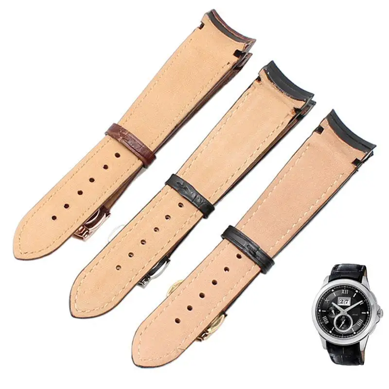 BEFIA Curved end men watchband straps for BL9002-37 05A BT0001-12E 01A brand watch genuine leather with butterfly buckle 20 21