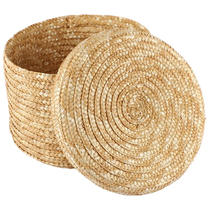 Promotion! Wheat Straw Woven Storage Basket Storage Basket Innovative Basket Rustic Natural Brown Finish Storage Decorative Bask