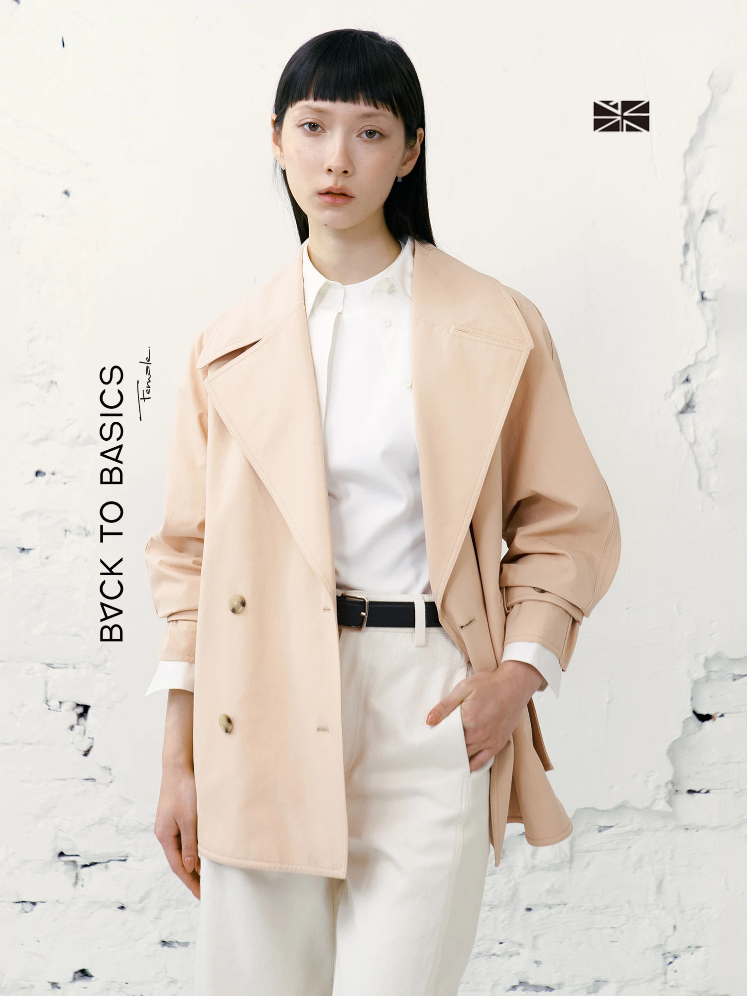 

Double-Buttoned ort Coat with Large Collar B Batob BV to BVSICS Women's Commute Pure Color Cotton Long Sve Coat