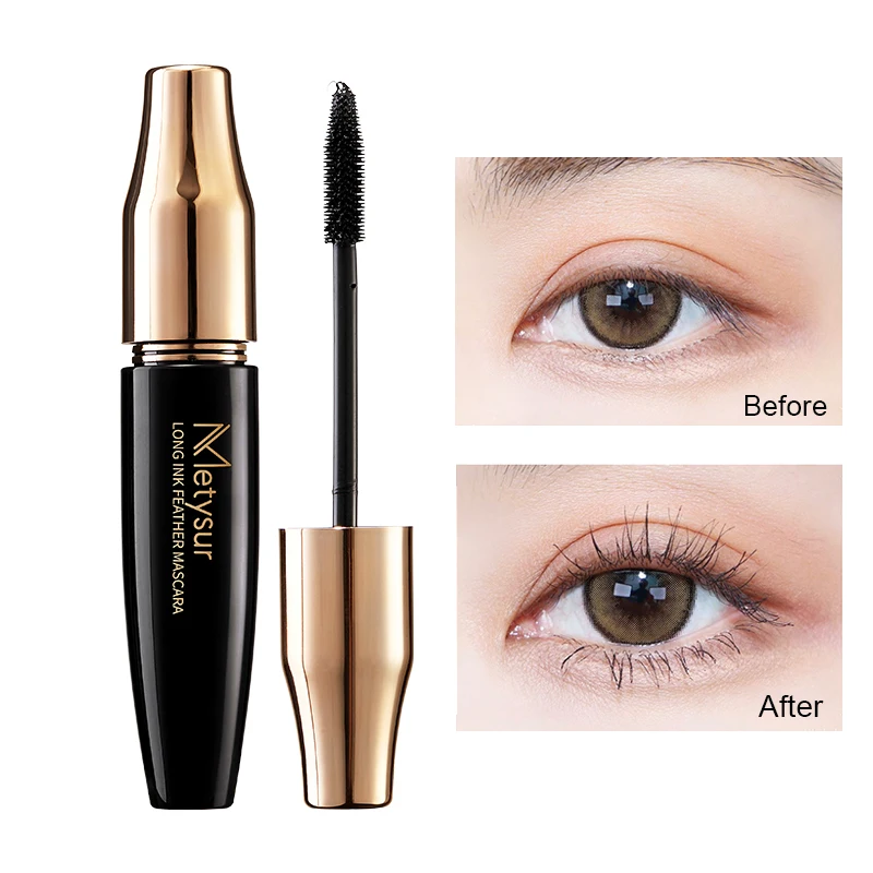 Metysur Mascara Herbal بشكل طبيعي طويل سميك مقاوم للماء سريع الجفاف 4D ماسكارا غير ملطخة لتعزيز رموش العين