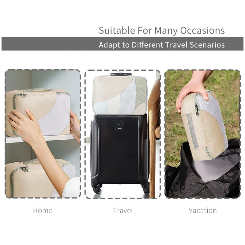 6 Pieces Packing Cube Set Travel Clothing Shoes Organizer Bag Lightweight Travel Accessories Storage Bag for Luggage Suitcase