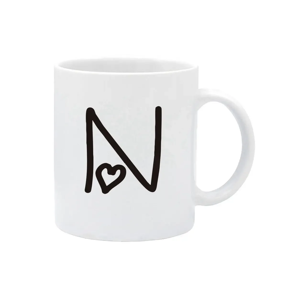 Birthday Age Name English Letter N Large LOVE Handle High Quality White Ceramic Mug 11 oz Cold and Hot Drink Coffee Cup