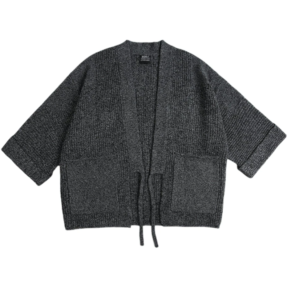 Knitted Kimono Cardigans Sweater Men Women Japanese Streetwear Vintage Loose Casual Cargo Sweaters Coat Cityboy Knitwear Jacket