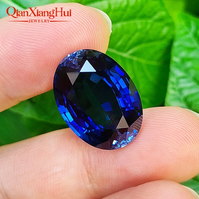 Created Lab Grown Royal blue/Cornflower Blue/Light Blue Sapphire Oval Shape Corundum Gemstone Clear Thailand Cut for Jewelry