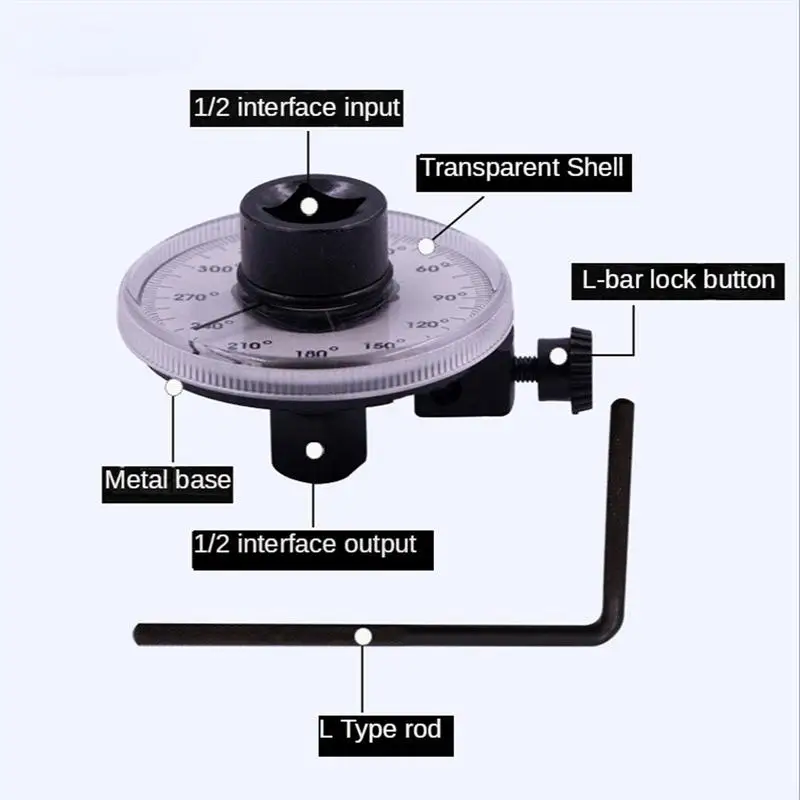 Torque Angle Gauge 1/2 Inch Drive Angle Torsion Wrench Measure Torquemeter Angular Gauge With Wrench Car Auto Meter Tool