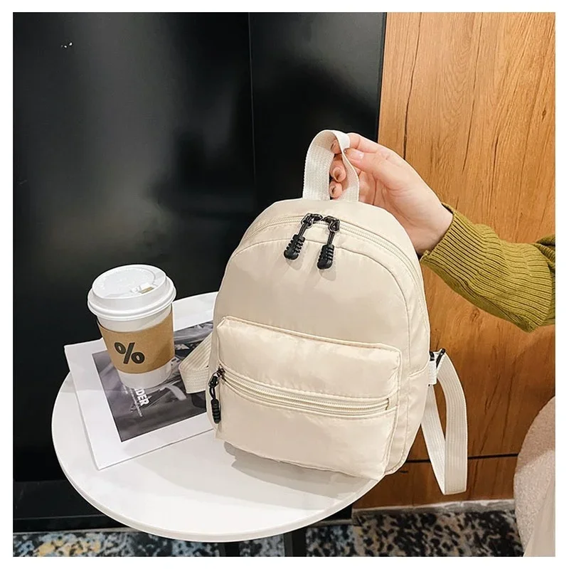 Fashion Solid Color Backpack Women Nylon Knapsack Preppy Style Mini Rucksacks bag for women